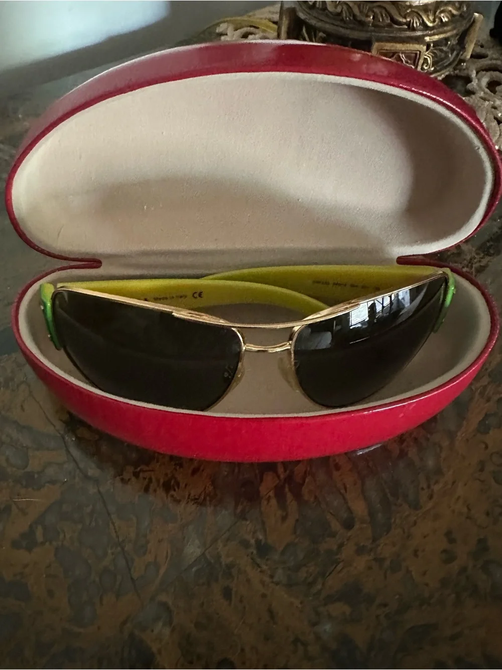 Prada Gold/Green SPR52G Aviator Sunglasses